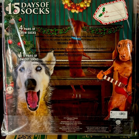NIB Advent Calendar. 15 Days of Socks. Women’s Shoe Size 4-10. Ready to … Dogs - Picture 2 of 11